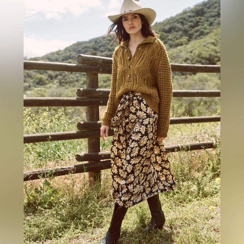 NWT The Great The Cozy Cable Pullover in Harvest Gold - Picture 3 of 6